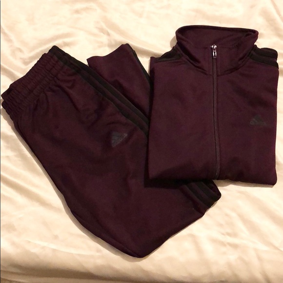 dark purple adidas tracksuit